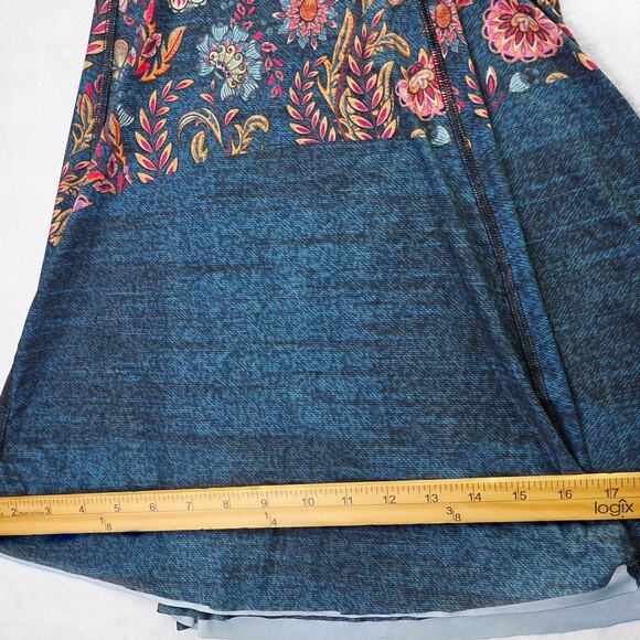 Yoga Democracy Bell Bottom Leggings XL Hippie Flare Leg Festival Floral Boho 70s - Picture 15 of 16